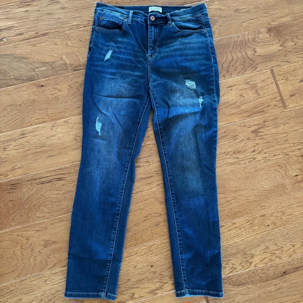 Nicole Miller New York Jeans Women’s 10 Soho High-Rise Skinny Crop Distressed - Picture 1 of 3